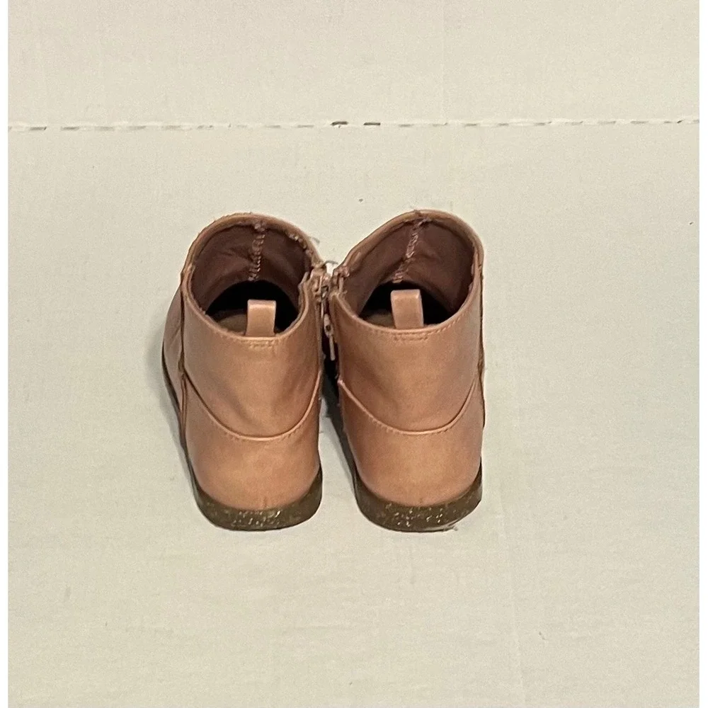 Old Navy Pink Faux Leather Side Zip Ankle Boots Girls Size 11